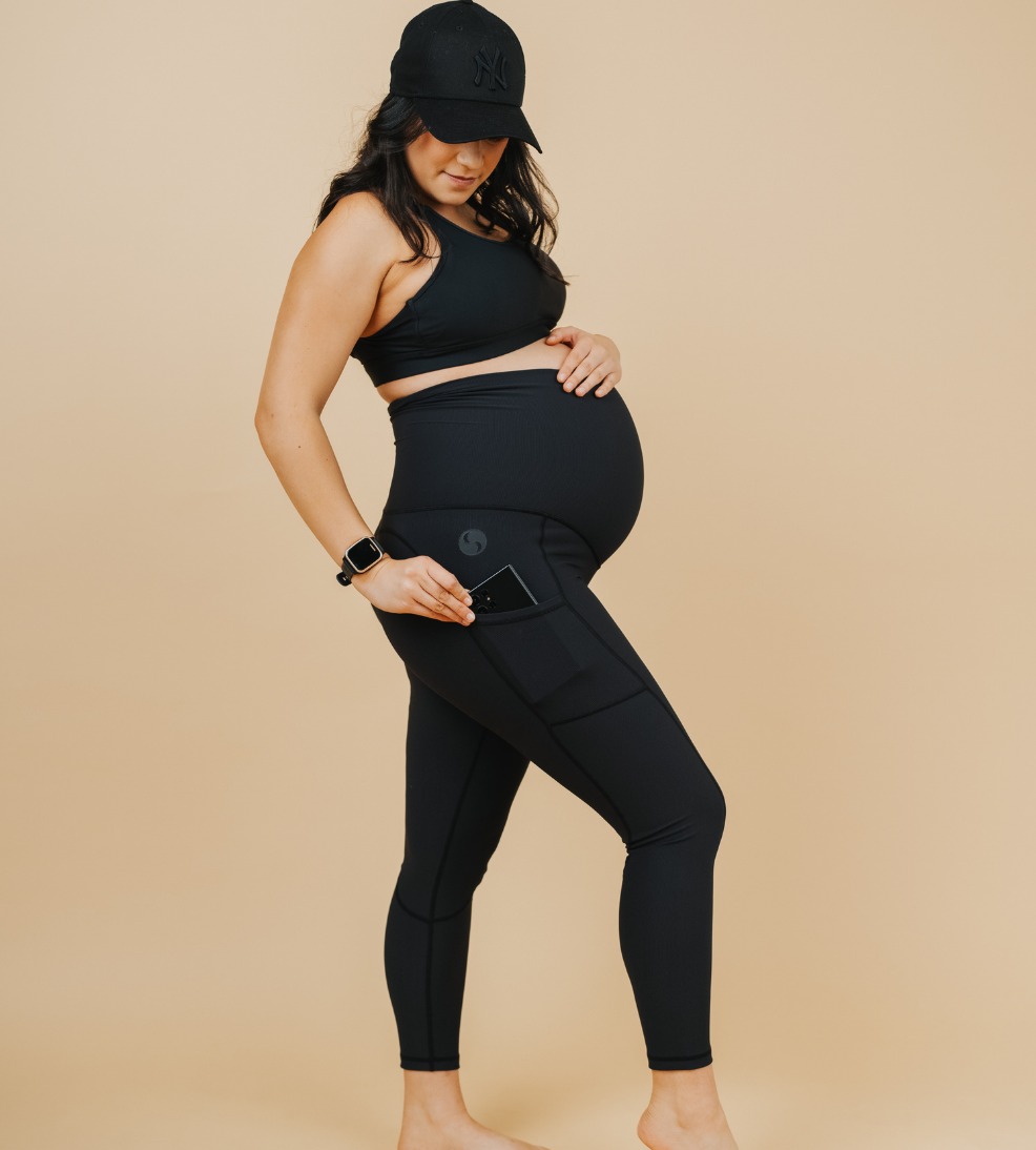 Cadenshae Maternity Leggings Ryan Ribbed 7 8 XS Maternity Postpartum Leggings Black