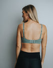Back view of breastfeeding bra with crossed over straps