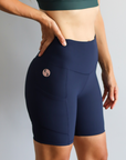 ** CLEARANCE ** Postpartum Shorts - Cruiser Ryan Ribbed Bike Shorts Navy