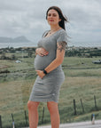 ** CLEARANCE ** Maternity & Nursing Sadie Short Sleeve Dress Grey Marle