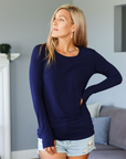 Flattering bamboo long sleeve top with round neck