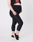 Maternity Leggings Classic 3/4 with Pockets Black