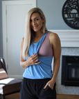 ** CLEARANCE ** Breastfeeding Tank - Twist Back Daisy Blue