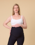 back view of an active mum wearing a maternity bra with option to wear as a normal bra