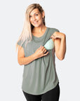 ** CLEARANCE ** Breastfeeding Top - Luxe Tee Sage