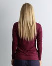 Back view of burgundy bamboo long sleeve top