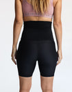 Back view of high waisted maternity bike shorts