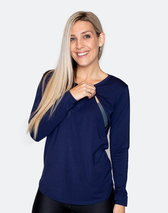 Maternity Top - Cruise Long Sleeve Top Tui Blue