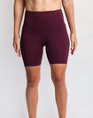 High waisted postnatal bike shorts in burgundy