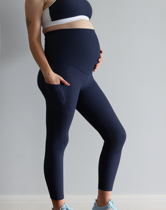 Ryan Ribbed Maternity Leggings 7/8 Navy
