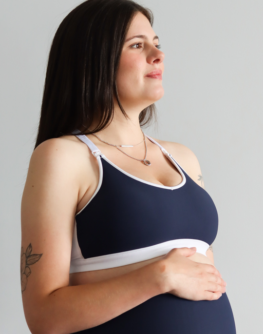 Breastfeeding Sports Bra - Smoothie Crop Rib Navy