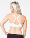 back view of a mum wearing a maternity bra with a racerback option