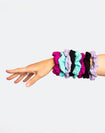 A range of colourful hair scrunchies made from bamboo fabric